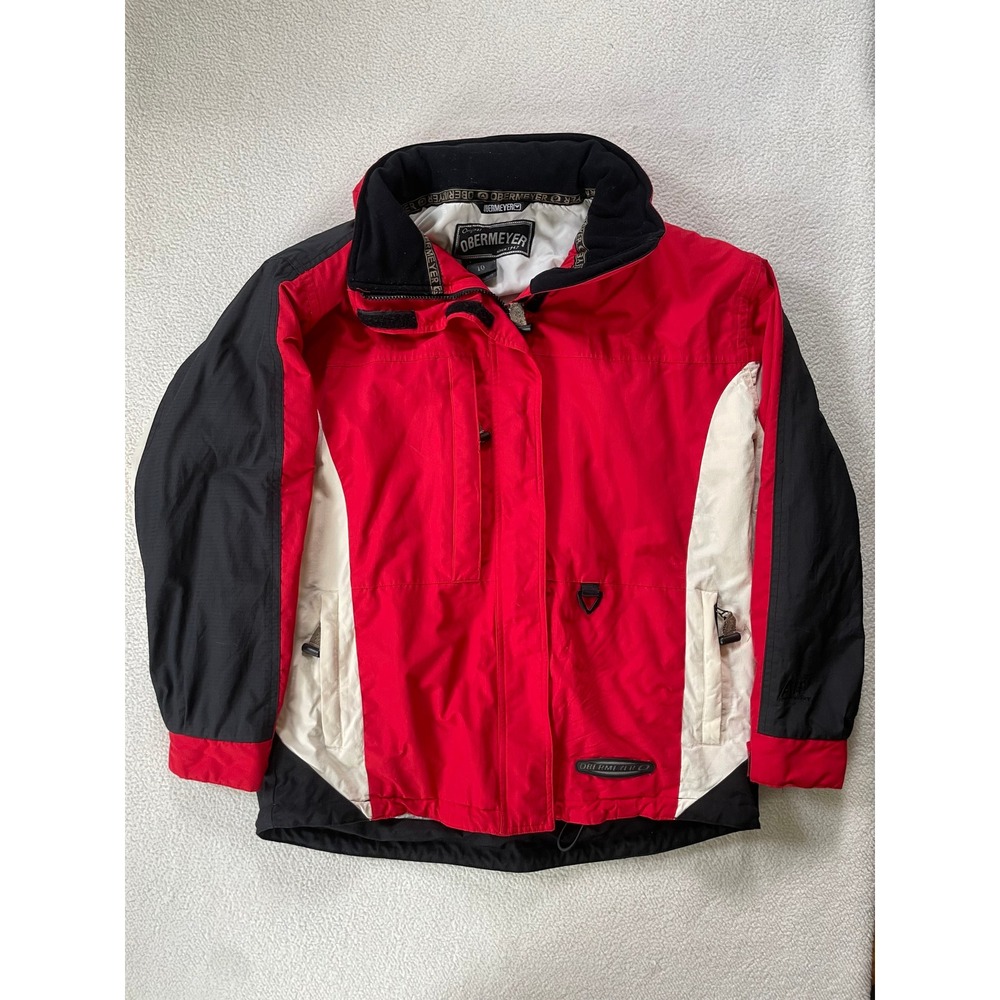 90s Vintage Obermeyer Womens 10 Ski Jacket Red Endurance Colorblock Winter Coat
